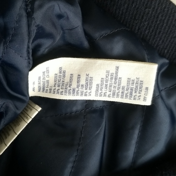 American Eagle Outfitters Navy Fur Collar Short Wool Trench Coat - Picture 6 of 7